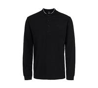 Only & Sons Seth Poloshirt, bestickt, langärmelig, Größe L, Schwarz, Schwarz , L