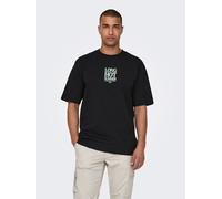 Only & Sons Relaxed Fit T-Shirt aus reiner Baumwolle Modell 'KENNY' in Black, Größe S