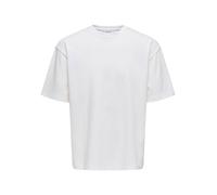 ONLY & SONS Herren T-Shirt Rundhals Oversize Fit Jersey Shirt Dropped Shoulder Design Top, Farben:Weiß-3, Größe:XXL