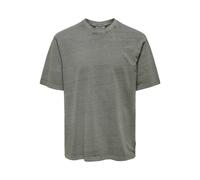 Rundhalsshirt ONLY & SONS "ONSDISTRESS RLX SS TEE", Herren, Gr. XL, grau (castor gray), Jersey, Obermaterial: 100% Baumwolle, unifarben, loose fit normal, Rundhals, Shirts Rundhalsshirt (35947059-XL)