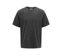 Rundhalsshirt ONLY & SONS "ONSDISTRESS RLX SS TEE", Damen, Gr. S, schwarz, Jersey, Obermaterial: 100% Baumwolle, unifarben, loose fit normal, Rundhals, Shirts Rundhalsshirt (81724027-S)