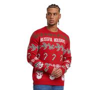 Strickpullover ONLY & SONS "ONSXMAS REG 5 ALLOVER CREW KNIT" Gr. M, rot (pompeian rot) Herren Pullover Weihnachtspullover (49410707-M) pompeian rot