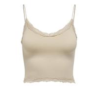 Spitzentop ONLY "ONLVICKY LACE SEAMLESS CROPPED TOP", Damen, Gr. S, peach taffy, Jersey, Obermaterial: 92% Polyamid, 8% Elasthan, unifarben, bauchfrei, V-Ausschnitt, Tops Spitzentop (33223812-S) peach