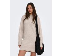 Strickkleid ONLY "ONLOLIVIA LS HIGH NECK DRESS CC KNT", Damen, Gr. S, N-Gr, beige (humus detail:melange), Strick, Obermaterial: 84% Polyester, 7% Polyacryl, 5% Wolle, 4% Elasthan, meliert, regular fit