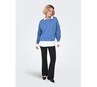 Sweatshirt ONLY "ONLBEST L/S CREW NECK SWT NOOS", Damen, Gr. L, blau (ultramarine), Sweatware, Obermaterial: 65% Polyester, 35% Baumwolle, unifarben, regular fit normal, Rundhals, Rippbündchen, Sweats