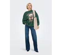 Sweatshirt ONLY "ONLBILA L/S BEAR O-NECK SWT", Damen, Gr. M, pineneedle print:college, Sweatware, Obermaterial: 60% Baumwolle, 40% Polyester, bedruckt, modisch, Rundhals, Langarm, Sweatshirts (3816311