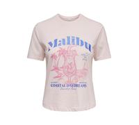 Kurzarmshirt ONLY "ONLDINA S/S CLUB TOP BOX JRS", Damen, Gr. XL, pale lila print:malibu, Jersey, Obermaterial: 100% Baumwolle, bedruckt, regular fit normal, Rundhals, Shirts, Baumwolle, regular fit, R