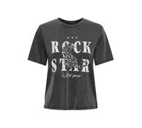 Kurzarmshirt ONLY "ONLLUCY LIFE S/S TIGERS TOP BOX JRS", Damen, Gr. M (38), schwarz print:rock star, Jersey, Obermaterial: 100% Baumwolle, bedruckt, modisch, regular fit normal, Rundhals, Kurzarm, Shi
