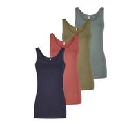 ONLY Tank Top Damen Baumwolle Stretch Slim Fit Onllive LUV 4er Pack Set Basic Shirt Rundhals Trägershirt Ärmellos Oberteile Einfarbig, Größe:XL, Farbe:Pack 4