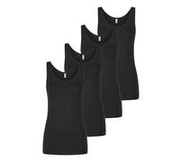 ONLY Tank Top Damen Baumwolle Stretch Slim Fit Onllive LUV 4er Pack Set Basic Shirt Rundhals Trägershirt Ärmellos Oberteile Einfarbig, Größe:XL, Farbe:Pack 1