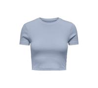 Kurzarmshirt ONLY "ONLBETTY S/S O-NECK SHORT TOP CC JRS", Damen, Gr. M, soft chambray, Jersey, Obermaterial: 95% Baumwolle, 5% Elasthan, unifarben, regular fit bauchfrei, Rundhals, Shirts, softe Jerse
