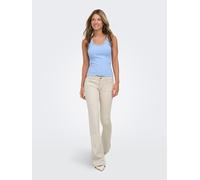 Tanktop ONLY "ONLSARA - Tanktop mit Spitzendetail am Ausschnitt", Damen, Gr. M, serenity, Jersey, Obermaterial: 94% Baumwolle, 6% Elasthan, unifarben, regular fit normal, Rundhals, Tops Tanktop, Baumw