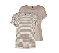 ONLY Tshirt Damen Bluse Top ONLMOSTER 2er Pack Regular Fit Rundhals Basic Kurzarm Shirt Streifen, Größe:M, Farbe:Ethera w/cd Stripes