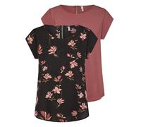 ONLY Tshirt Damen Regular Fit ONLVIC 2er Pack Rundhals Kurzarm Bluse Top Sommer Basic Muster Einfarbig Rose 36, Größe:36, Farbe:Rose Brown (15284243)