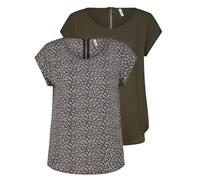 ONLY Tshirt Damen Regular Fit ONLVIC 2er Pack Rundhals Kurzarm Bluse Top Sommer Basic Muster Einfarbig Schwarz 36, Größe:36, Farbe:Rosin (15284243)