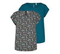 ONLY Tshirt Damen Regular Fit ONLVIC 2er Pack Rundhals Kurzarm Bluse Top Sommer Basic Muster Einfarbig Grün 38, Größe:38, Farbe:Deep Teal (15284243)
