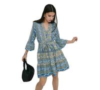Only Tunikakleid ONLSINA LIFE 3/4 SHORT DRESS NOOS WVN - Cloud Dancer Paisley, Damen XL V-Ausschnitt
