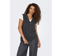 ONLY - ONLJANE SL V-NECK BUTTON VEST KNT dark grey melange - Gr. - M