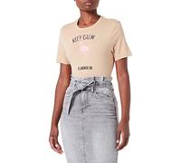 ONLY Women's ONLKITA REG S/S Flamingle TOP Box JRS T-Shirt, Nomad/Print:Flamingo, L