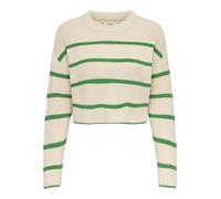 ONLY Women's ONLMALAVI L/S Cropped Pullover KNT Strickpullover, Pumice Stone/Stripes:Green BEE, XL