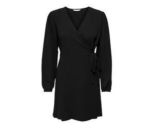 ONLY Women's Onlnova Life L/S TIA WRAP Dress SOL. PTM Kleid, Black, M