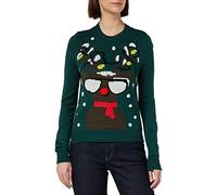 ONLY Women's ONLXMAS Deco Stripe L/S Box KNT Pullover Sweater, Ponderosa Pine/Pattern:W. Lights/Deer, XS