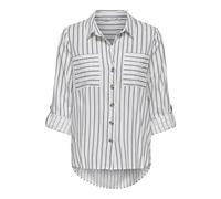 Hemdbluse ONLY "ONLYASMIN SHIRT L/S WVN NOOS", Damen, Gr. L (40), cloud dancer stripes:lise, Web, Obermaterial: 100% Viskose, gestreift, regular fit hüftbedeckend, Blusen Hemdbluse (49470755-L) cloud