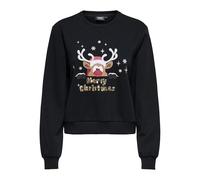 Weihnachtssweatshirt ONLY "ONLYDA XMAS L/S O-NECK BOX SWT", Damen, Gr. XL, schwarz print:merry christmas deer, angeraute Sweatware, Obermaterial: 60% Baumwolle, 40% Polyester, Rundhals, Sweatshirts We