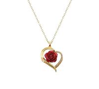 ONLYJUMP Halskette aus Rosenlegierung für Damen, Herz-Anhänger, Kupfer, Zirkon, leicht, luxuriös, Modeschmuck, zierlich, romantisch, Statement-Halskette für den täglichen Gebrauch, ideales Geschenk