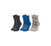ONOMATO! Paw Patrol Socken Jungen 3er Pack, Kinder Baumwollsocken mit Chase & Marshall, Weiche Kindersocken Grau & Blau, Bequeme Jungenstrümpfe für Schule & Freizeit, Größe 23-26