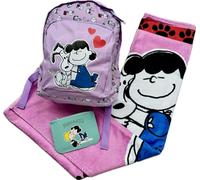 ONOMATO! Rucksack | Strandtuch | Portemonnaie | Peanuts Snoopy | Kinder | Sommer Set | Geschenke für Mädchen | Urlaub | Lucy