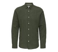 Only & Sons Herrenhemd Onscaiden Life LS Noos - Baumwoll-Leinen 55/45, Slim Fit, Kambaba, Gr. M