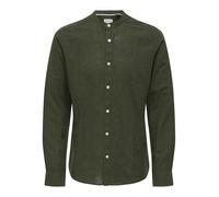 ONLY & SONS Herren ONSCAIDEN Life LS SOLID Linen Mao NOOS Leinenhemd, Kambaba, Large