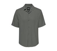 Kurzarmhemd ONLY & SONS "ONSDASH LIFE REG VISC RES SS SHIRT", Herren, Gr. XL, N-Gr, grau (castor gray), Web, Obermaterial: 100% Viskose, unifarben, modisch, regular fit, Kurzarm, Hemden (78563343-XL)