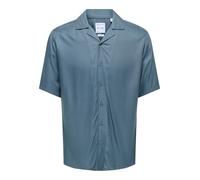 Kurzarmhemd ONLY & SONS "ONSDASH LIFE REG VISC RES SS SHIRT", Herren, Gr. S, N-Gr, grau (stormy weather), Web, Obermaterial: 100% Viskose, unifarben, modisch, regular fit, Kurzarm, Hemden (25360243-S)