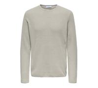 Strickpullover ONLY & SONS "ONSERIC REG 12 STRUC CREW KNIT", Herren, Gr. S, beige (silber lining), Strick, Obermaterial: 100% Baumwolle, unifarben, casual, regular fit normal, Rundhals, Langarm eingef