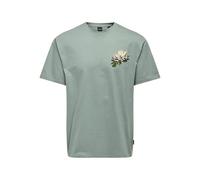 T-Shirt ONLY & SONS "ONSFRANK RLX SS TEE NOOS", Herren, Gr. S, chinois grün print:arabic flower, Jersey, Obermaterial: 100% Baumwolle, bedruckt, relaxed fit normal, Rundhals, Shirts T-Shirt, Baumwolle