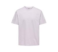 Rundhalsshirt ONLY & SONS "ONSFRED RLX SS TEE", Herren, Gr. M, misty lila, Single Jersey, Obermaterial: 100% Baumwolle, unifarben, relaxed fit normal, Rundhals, Shirts Rundhalsshirt, Baumwolle, relaxe
