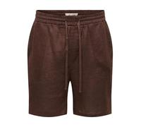 Shorts ONLY & SONS "ONSLAURENCE LINEN BLEND SHORTS NOOS", Herren, Gr. L, N-Gr, coffee bean, Web, Obermaterial: 55% Leinen, 45% Viskose, unifarben, regular fit kniefrei, Hosen Shorts, Viskosemischung,