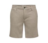 Chinoshorts ONLY & SONS "ONSMARK 0209 MELANGE SHORTS NOOS", Herren, Gr. S, N-Gr, fallen rock, Obermaterial: 64% Viskose, 31% Polyester, 5% Elasthan, unifarben, casual, regular fit kniefrei, Hosen (288