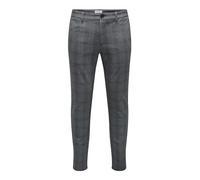 Chinohose ONLY & SONS "ONSMARK SLIM CHECK 020919 PANT NOOS", Herren, Gr. 28, Länge 32, blau (marineblaus), Web, Obermaterial: 64% Viskose, 31% Polyester, 5% Elasthan, unifarben, slim fit knöchellang,