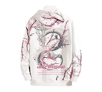Onsoyours Anime Kapuzenpullover Damen Oversized Hoodie E-Girl Streetwear Sweatshirt Mädchen Y2K Gothic Sweatshirt Herren Pullover mit Kapuze Herbst Winter C Weiß S