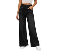 Onsoyours Baggy Jeans Damen High Waist Pull On Weites Bein Jean Gummibund Jeanshosen A Schwarz L