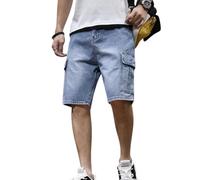 Onsoyours Baggy Jeans Shorts Herren Hip Hop Vintage Regular Fit Denim Shorts Teenager Jungen Streetwear Sommer Bermuda Jeanshorts Workwear Cargoshorts A Blau XL