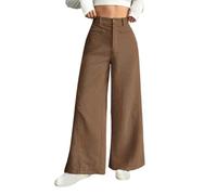 Onsoyours Cordhose Damen Elegant Weites Bein Cordhosen Einfarbig Elastische Taille Baggy Hose Herbst Winter A Dunkelbraun M