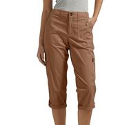 Onsoyours Damen 3/4 Sommerhose Casual Leicht Caprihose Elastische Bequeme Stoffhose Kurze A Kaffee L