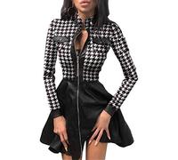 Onsoyours Damen Bodycon Kleid Rollkragen Knielang Elegent Eng Partykleid Abendkleid Langarm Kleid Clubwear B Weiß 3XL