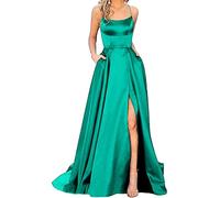 Onsoyours Damen Brautjungfernkleider Lang Ballkleid Spitze Applique Ärmelloses Neckholder Kleid Abendkleid Lang Standesamtkleid Abschlusskleid Partykleid Cocktailkleid Kleider B Grün L