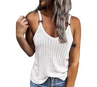 Onsoyours Damen Chiffon Blusentop Elegant Bluse Lose Top Casual Sommer Tops Sexy Tshirt Ärmellose Oberteile Locker Bluse Spaghetti Tops A Weiß XS