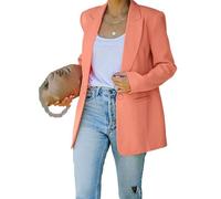 Onsoyours Damen Elegant Langarm Blazer Sakko Einfarbig Revers Geschäft Büro Jacke Business Slim Fit Bolero Jacke Anzug Trenchcoat mit Tasche Orange L